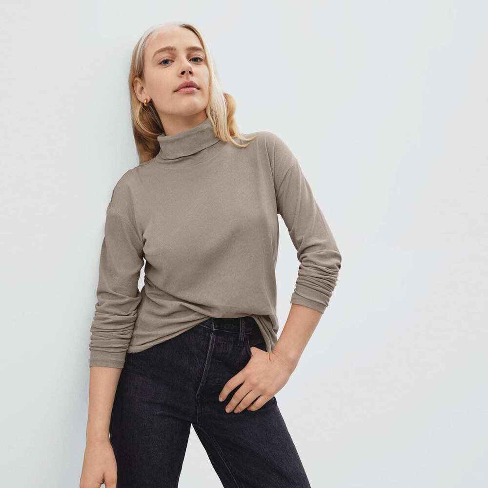 Everlane The Air Turtleneck Tan Base - Size XL